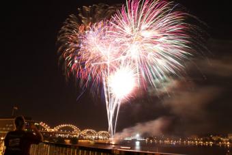 Fire works Over Centennial Bridge in Davenport
