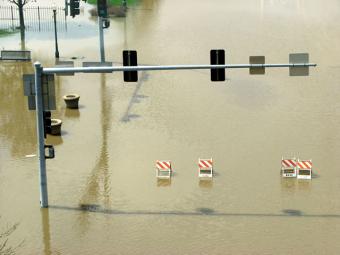 Road closed due to flooding.