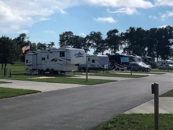 Woodside campground asphalt roadway and concrete paved sites.