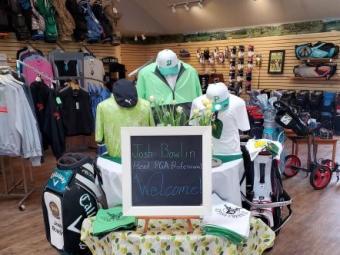 Merchandise in the proshop.