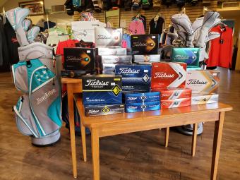 Merchandise in the proshop.