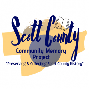This is the logo for the Scott County Community Memory Project with the words Preserving and Collecting Scott County History