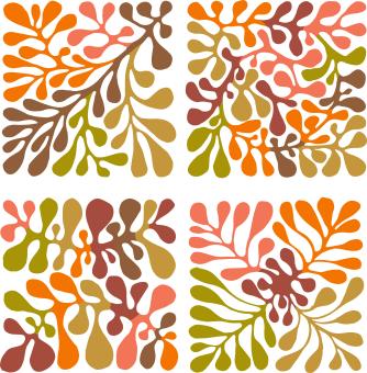 Autumn set of 4 Floral Patterns. Hand drawn traditional Mexican otomi style pattern