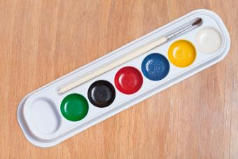 water color palette with paint brush