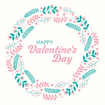 a wreath of blue and pink decorations with the text happy valentines day