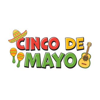 Cinco de Mayo words in red yellow and green