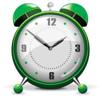 a green alarm clock