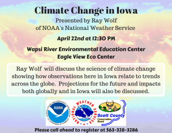flyer with event information for climate change presentation at wapsi center