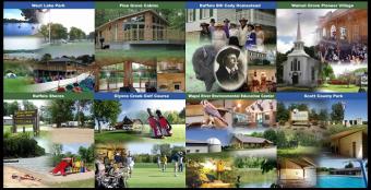 Collage of pictures from the areas within Scott County Conservation system