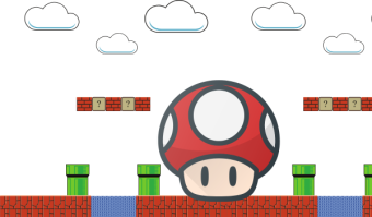 Super Mario Bros background with toadstool 