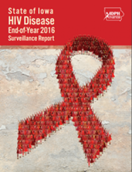 Cover of HIV report; includes red ribbon