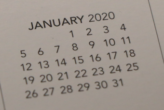 Calendar of January 2020