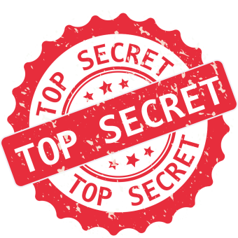 Red stamp with the phrase "top secret"