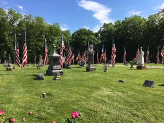 U.S. Flags adorn Allens Grove Cemetery