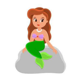 clipart illustration of mermaid on a rock