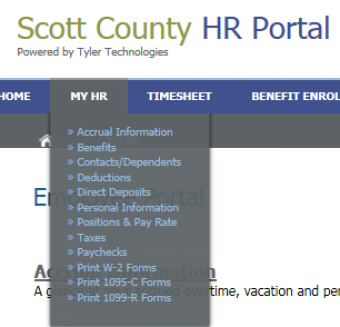 Image of MyHR Drop Down Tab