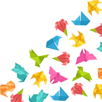Illustration of colorful folded paper (origami)