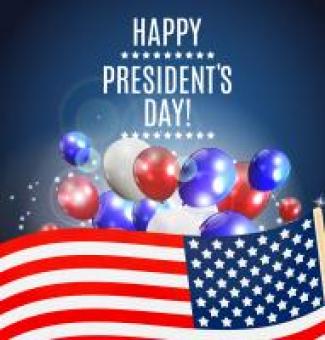 This says Happy President's Day with an American flag and balloons.