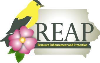 REAP logo of state bird, flower and state