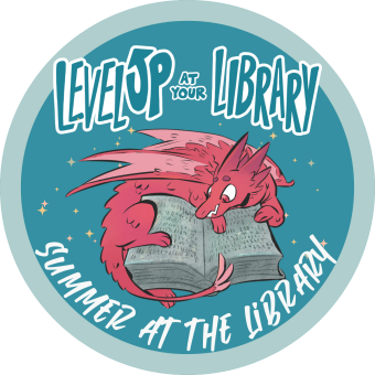 A red dragon reading a book, with a teal background