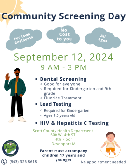 Community Screening Day. September 12, 2024. 9 A.M. to 3 P.M.