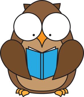 Owl reading a book clipart
