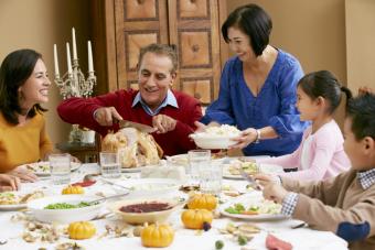 This is a picture of a family celebrating Thanksgiving