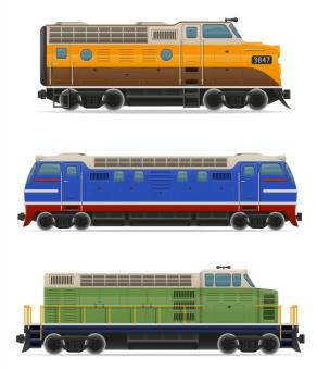 clip art image of three trains