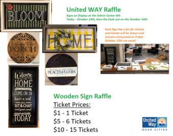 Samples of the wooden signs for raffle.