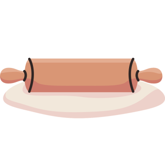 Rolling pin on top of dough