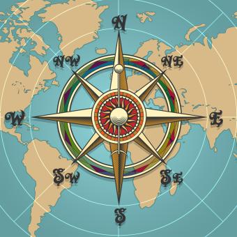 Image of map and compass