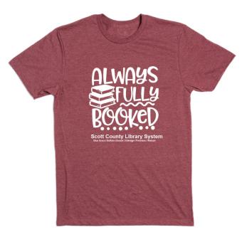 This is a shirt that says Always Fully Booked!