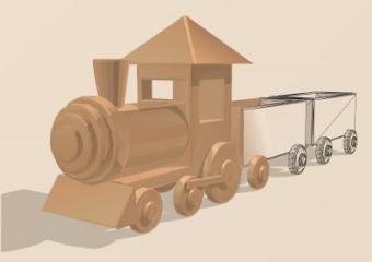 toy locomotive with wagons isolated on white