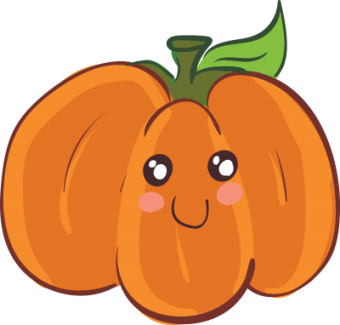 Cute and large pumpkin placed on the ground having a smile on the face vector color drawing or illustration
