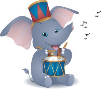 clip art image of elephant playing music 