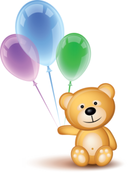 Teddy Bear Holding Balloons
