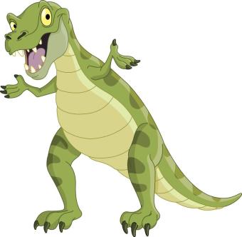 clip art image of a green cartoon dinosaur