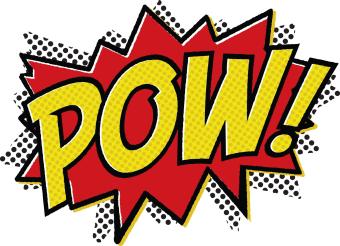 Illustrated POW! in comic book lettering
