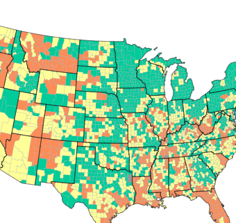 county map of COVID community levels