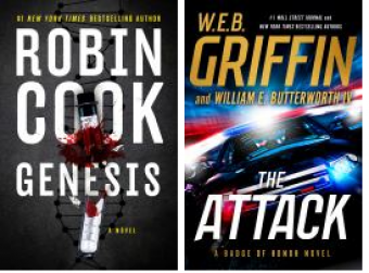 This is a picture of the book covers for Robin Cook's Genesis and WEB Griffin's Attack.