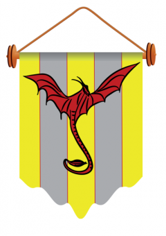 banner with dragon isolated on a white