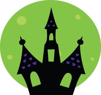 haunted house with green background