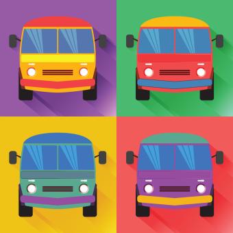 colorful cars on colorful backgrounds