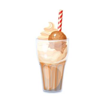 clip art image of root beet float in glass with red and white straw