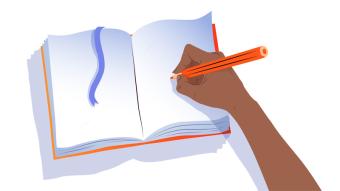 journal and hand writing clipart image