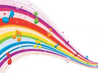 Rainbow design with musical notes