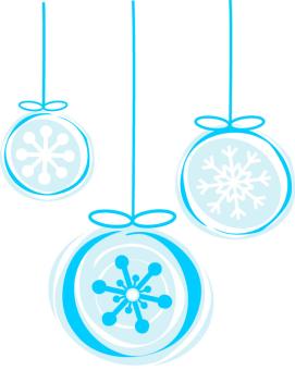 Blue ornaments with snowflakes on white background