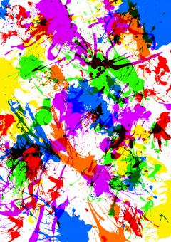 Various paint colors splattered across a canvas.