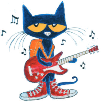 Pete the cat with guitar and music notes image