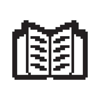 a pixelated outline of an open book